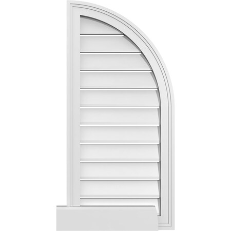 Ekena Millwork Quarter Round Top Right Surface Mount PVC Gable Vent w/ 2"W x 2"P Brickmould Sill Frame, 16"W x 34"H GVPQR16X3403SF